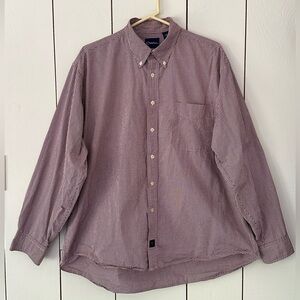 Catalina Men's Button-Up Shirt Mini Check Sz L Burgundy White Long Sleeve